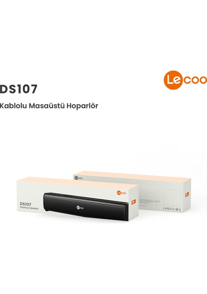 DS107 Kablolu USB/AUX Stereo 6W Soundbar Taşınabilir Hoparlör Siyah
