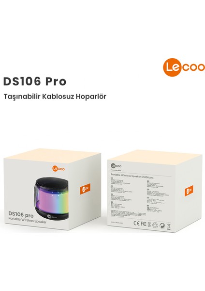 DS106 Pro Kablosuz Bluetooth 3W RGB Stereo Taşınabilir Hoparlör Ses Bombası