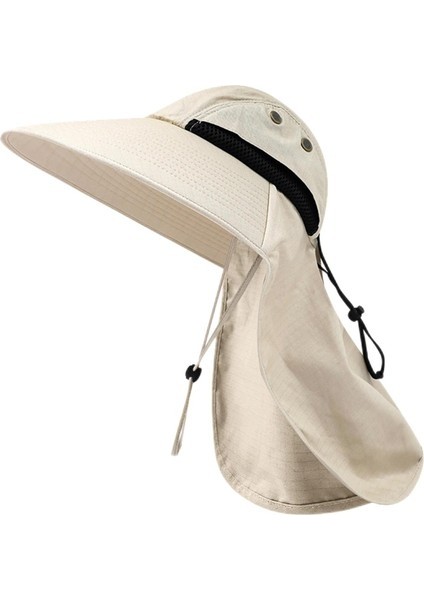 Geniş Ağzına Kadar Güneş Şapka Hızlı Kurutma Uv Koruma Plaj Bej Için Boyun Kanat Kapağı ile (Yurt Dışından)