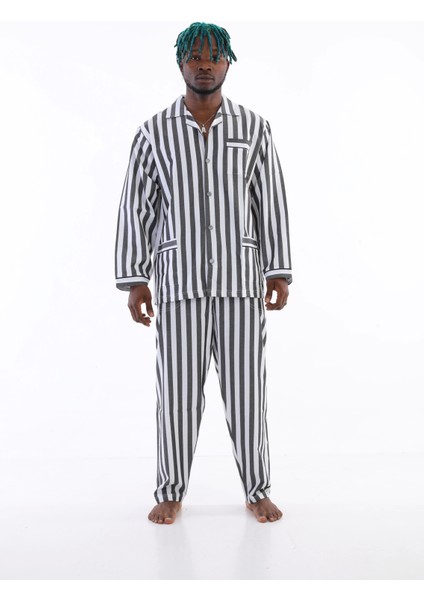 4007 Uzun Kol Çizgili Gaffur Erkek Pijama Takım