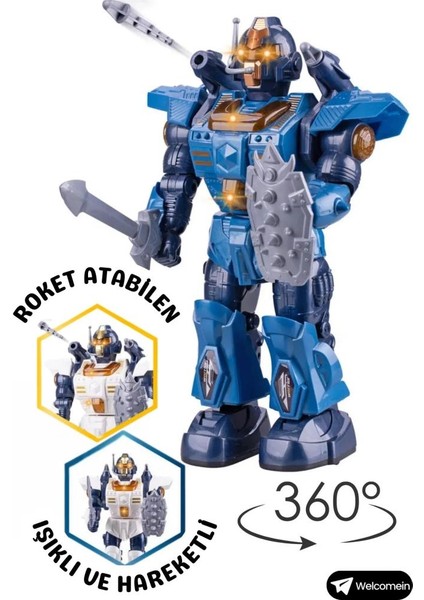 Mavi Walking Sesli Ok Atan ve 360 Derece Dönen Robot 6051