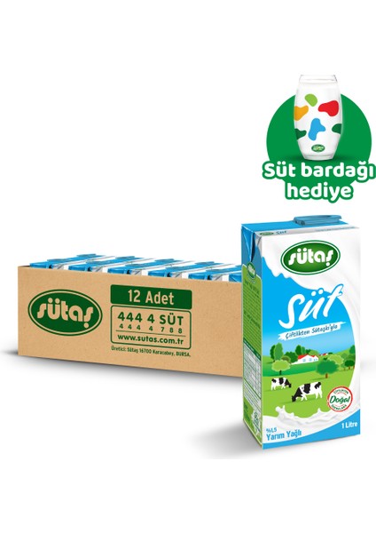 Yarım Yağlı Süt 1 L (12 Adet)