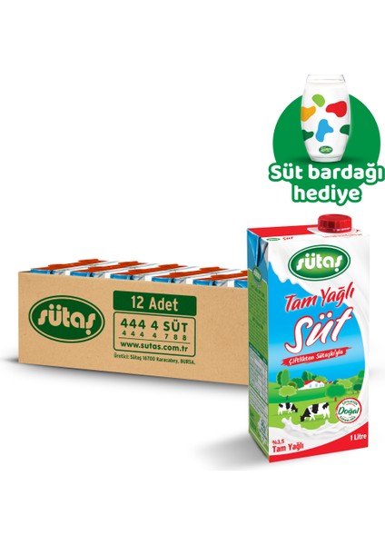 Tam Yağlı Süt 1 L (12 Adet)