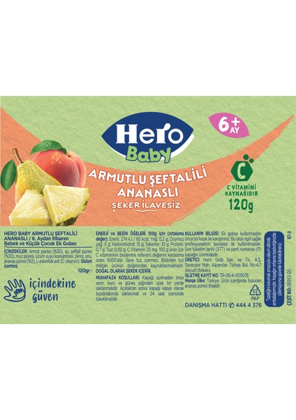 Armutlu Şeftalili Ananaslı Kavanoz Mama 120g x12