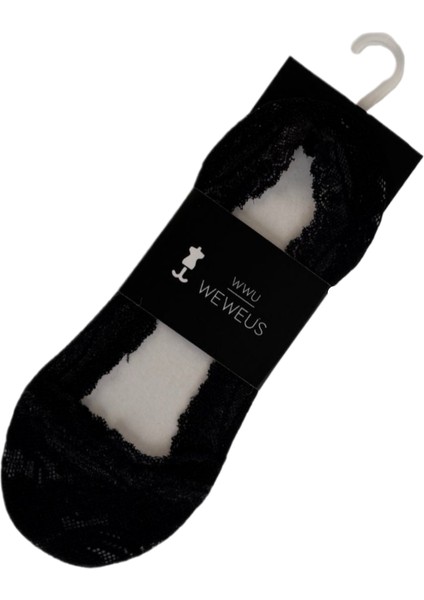 Siyah Bayan Dantelli Babet Çorap 170