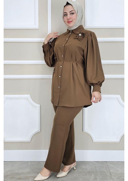 Kadın Çiçek Broş Detaylı Tesettür Takım fiyatları