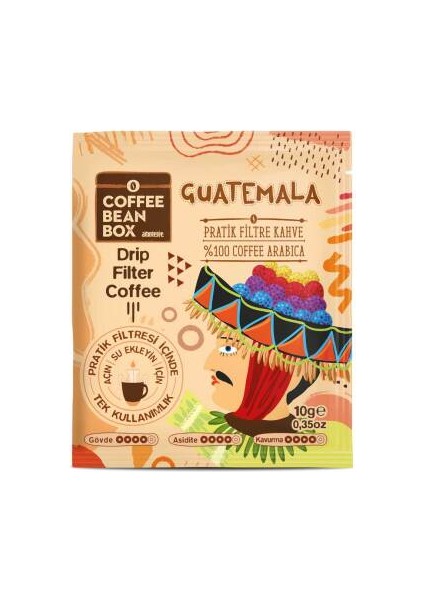 Guatemala Pratik Filtre Kahve 10 gr - 10'lu Kutu