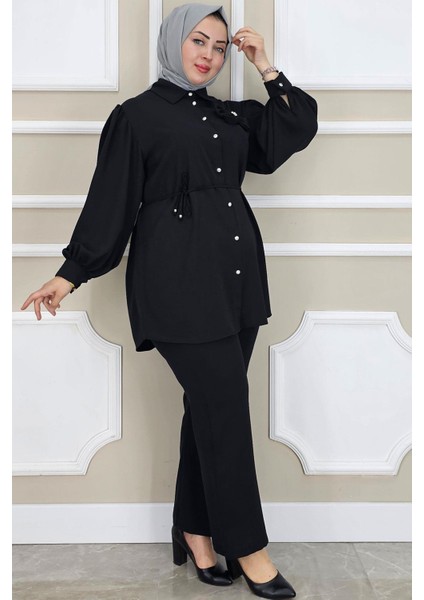 Kadın Çiçek Broş Detaylı Tesettür Takım