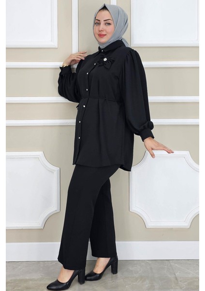 Kadın Çiçek Broş Detaylı Tesettür Takım fiyatları