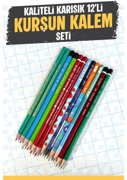 Kaliteli Karışık 12'li Kurşun Kalem