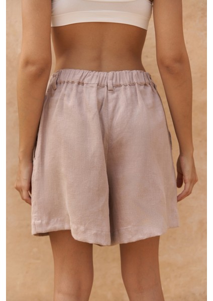 Gaelil Oversize Vizon Keten Gömlek Şort Takım indirimleri