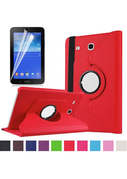 Galaxy Tab 3 Lite 7.0 T110 Uyumlu Zore Dönebilen Standlı Kılıf-Kırmızı