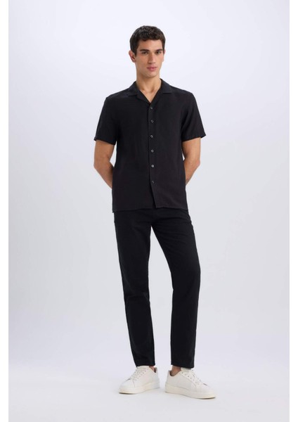 Modern Fit Yazlık Polo Yaka Basic Düz Kısa Kollu Gömlek V8406AZ25SM