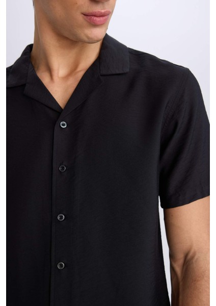Modern Fit Yazlık Polo Yaka Basic Düz Kısa Kollu Gömlek V8406AZ25SM