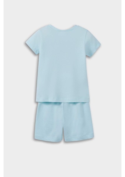 Kız Bebek Pijama Takımı Anime Baskılı Kısa Kollu Penye Üst Beli Lastikli Şort E1554A525HS