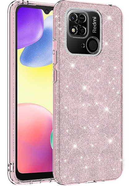 Xiaomi Redmi 10C Kılıf F10T Shining Silikon-Pembe