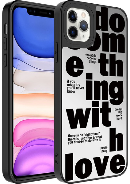 Apple iPhone 11 Pro Kılıf Aynalı Desenli Kamera Korumalı Parlak F10T Mirror Kapak-Love