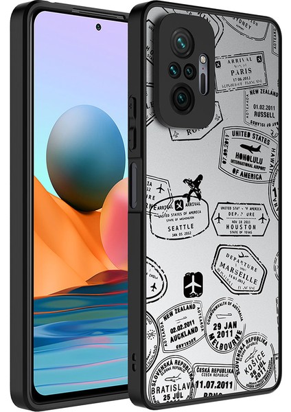 Xiaomi Redmi Note 10 Pro Kılıf Aynalı Desenli Kamera Korumalı Parlak F10T Mirror Kapak-Seyahat
