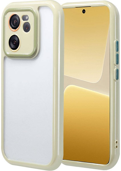 Xiaomi Mi 13T Kılıf Kamera Korumalı Renkli Kenar ve Çerçeve Tasarımlı F10T Vitamin Kapak-Yeşil