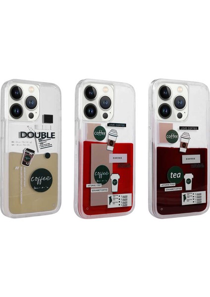 iPhone 12 Pro Max Kılıf Desenli Sıvılı F10T Drink Silikon Kapak-No3
