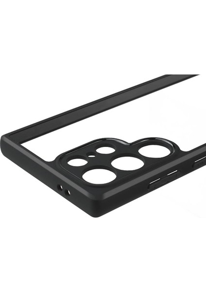 Galaxy S24 Ultra Kılıf Kamera Korumalı Şeffaf Arka Yüzey F10T New Roll Kapak-Siyah modelleri