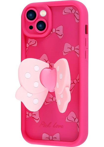 Apple iPhone 15 Plus Kılıf Kamera Korumalı Figür Tasarımlı F10T Kapya Kapak-Pembe Koyu