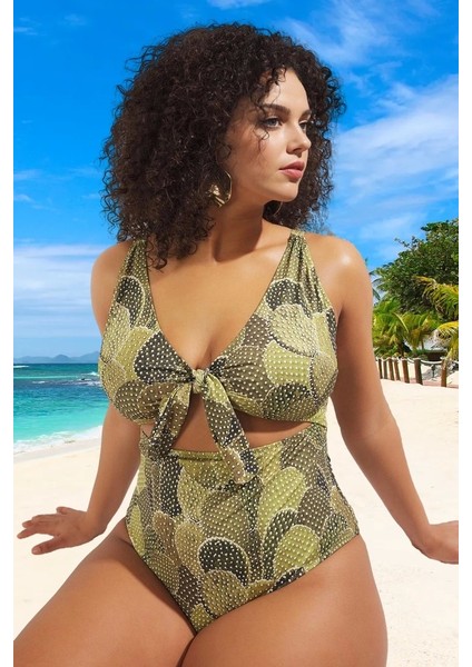 Konforlu Plus Size Mayo Tasarım Büyük Beden Şık Detaylı Rahat Kesim Battal Boy