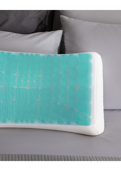 Moonlit Visco Lux Serinletici Jel Yastık - Beyaz - 60X40X14 cm