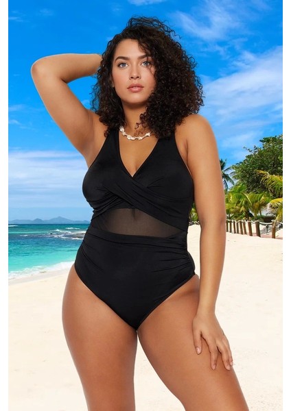 Konforlu Plus Size Mayo Tasarım Büyük Beden Premium Kalite Plaj ve Havuz Için Geniş