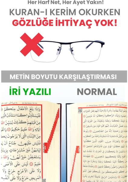 Iri Yazılı Kuran-I Kerim - Orta Boy Bilgisayar Hatlı
