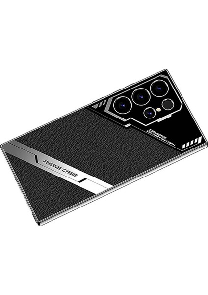 Galaxy S23 Ultra Kılıf Kamera Korumalı Suni Deri Tasarım F10T Yeni Seri Procase Kapak-Siyah