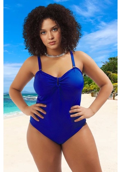 Konforlu Plus Size Mayo Tasarım Büyük Beden Esnek Kumaş Plaj Kıyafeti