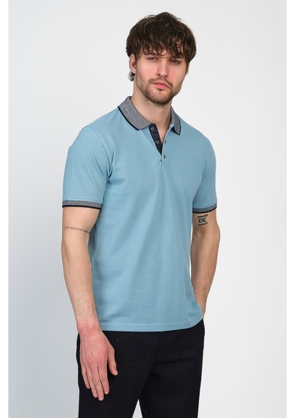 Erkek Basic Düz Kısa Kol Pudra Uzun Polo Yaka Tişört fırsatları