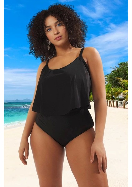 Konforlu Plus Size Mayo Tasarım Büyük Beden Yüksek Konfor Özgüvenli Stil