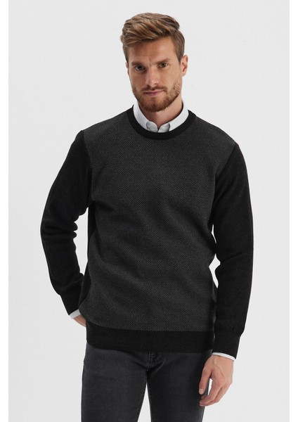 Erkek Kazak Bisiklet Yaka Siyah