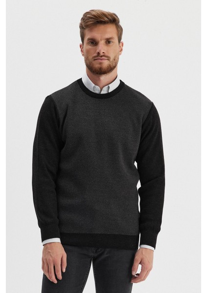 Erkek Kazak Bisiklet Yaka Siyah modelleri