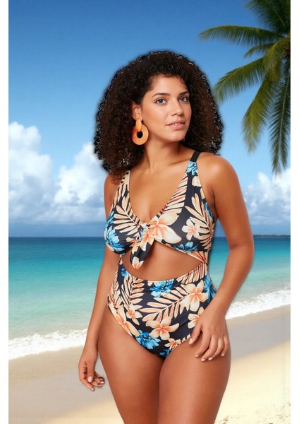 Konforlu Plus Size Mayo Tasarım Büyük Beden Şık Detaylı Rahat Kesim Battal Boy