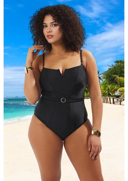 Konforlu Plus Size Mayo Tasarım Büyük Beden Plaj Kıyafeti Tam Destek
