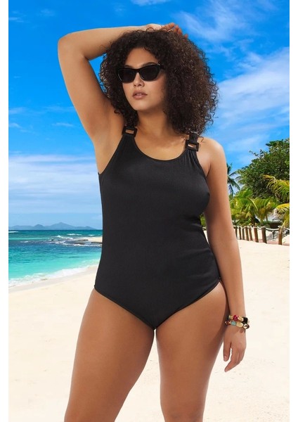 Konforlu Plus Size Mayo Tasarım Büyük Beden Rahat Kesim Plaj Kıyafeti