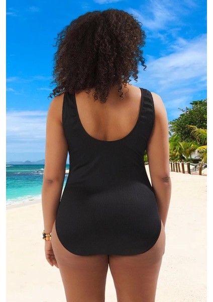 Konforlu Plus Size Mayo Tasarım Büyük Beden Rahat Kesim Plaj Kıyafeti
