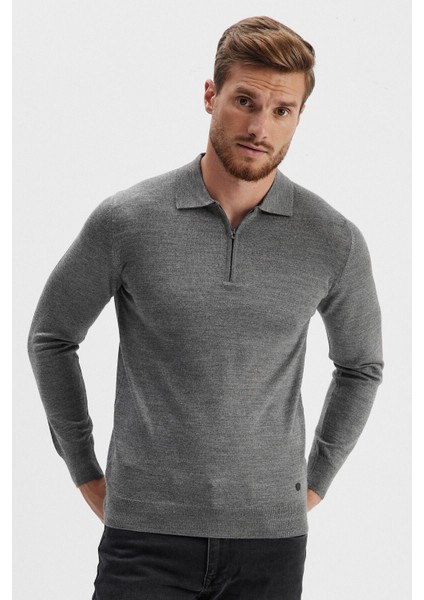 Erkek Fermuarlı Polo Yaka Triko Siyah fiyatları
