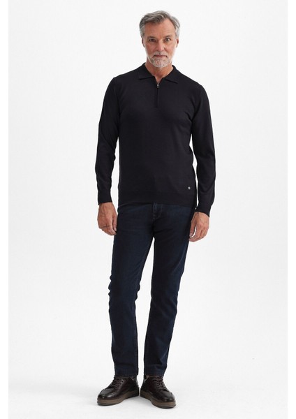 Erkek Fermuarlı Polo Yaka Triko Siyah fırsatları