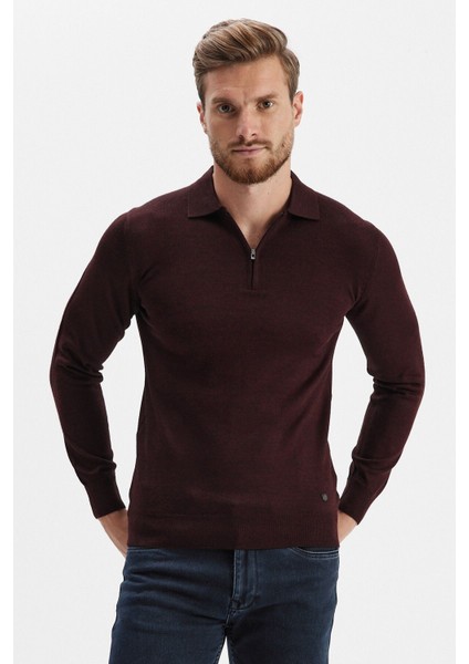 Erkek Fermuarlı Polo Yaka Triko Siyah modelleri