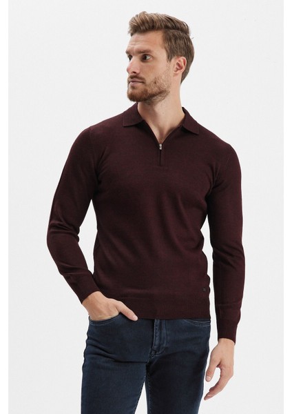 Erkek Fermuarlı Polo Yaka Triko Siyah indirimleri