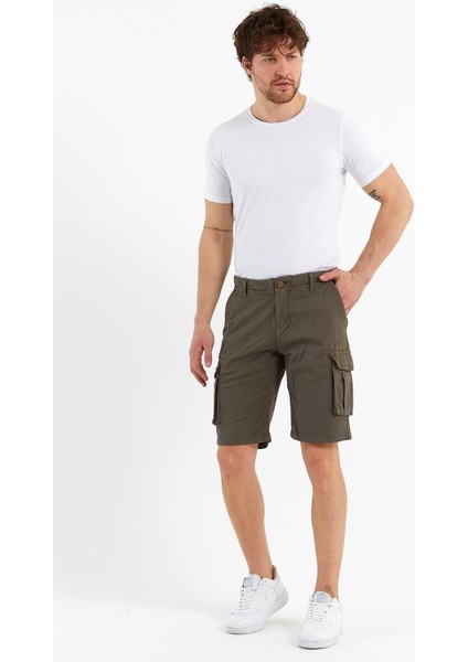 Erkek Pamuklu Bermuda Kargo Çok Cepli Petrol Şort fiyatları