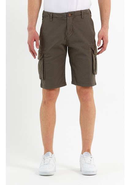 Erkek Pamuklu Bermuda Kargo Çok Cepli Petrol Şort modelleri