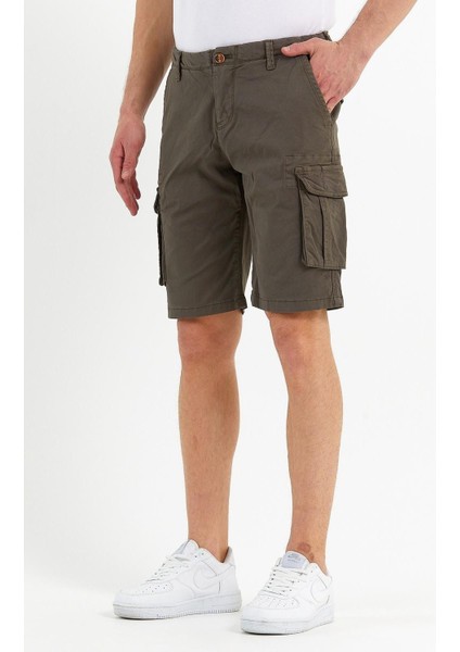 Erkek Pamuklu Bermuda Kargo Çok Cepli Petrol Şort fırsatları