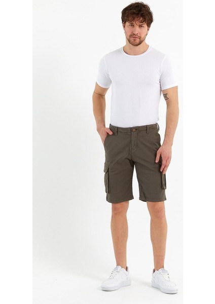 Erkek Pamuklu Bermuda Kargo Çok Cepli Petrol Şort indirimleri