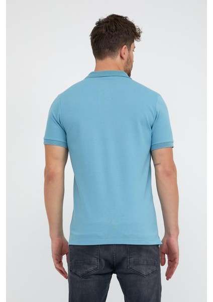 Erkek Düz Kısa Kollu Basic Uzun Buz Mavi Polo Yaka Tişört fiyatları