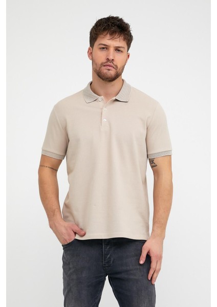 Erkek Düz Kısa Kollu Basic Uzun Bej Polo Yaka Tişört indirimleri